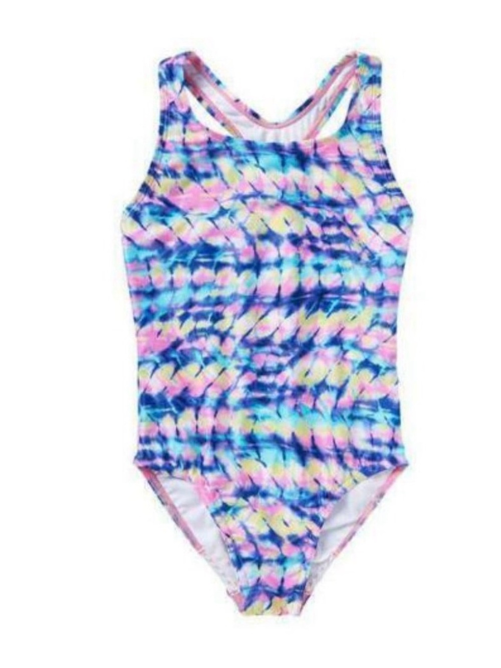 Speedo Girls Tie-Dye One-Piece Swimsuit in Blue, Pink, Yellow